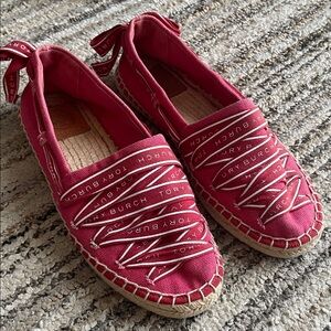 Tory Burch Logo Grosgrain Espadrilles Size 6